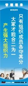 管理標語 現(xiàn)場管理標語 生產(chǎn)管理標語 只有組織成員各守其分大家才能合二為一產(chǎn)生強大組織力