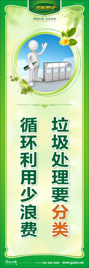 垃圾處理要分類(lèi) 循環(huán)利用少浪費(fèi) 環(huán)保節(jié)能宣傳圖片