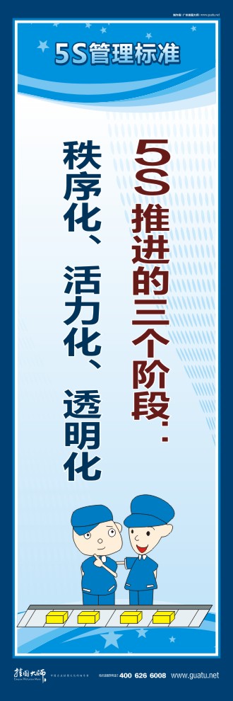 5s標語圖片 5S推進的三個階段：秩序化、活力化、透明化 