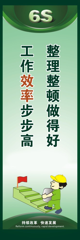 6s現(xiàn)場標語 整理整頓做得好工作效率步步高