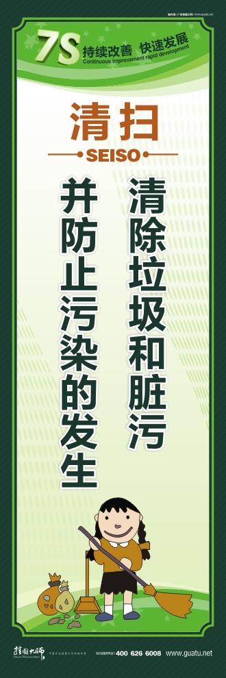 工廠7s標(biāo)語(yǔ) 清除垃圾和臟污 并防止污染發(fā)生