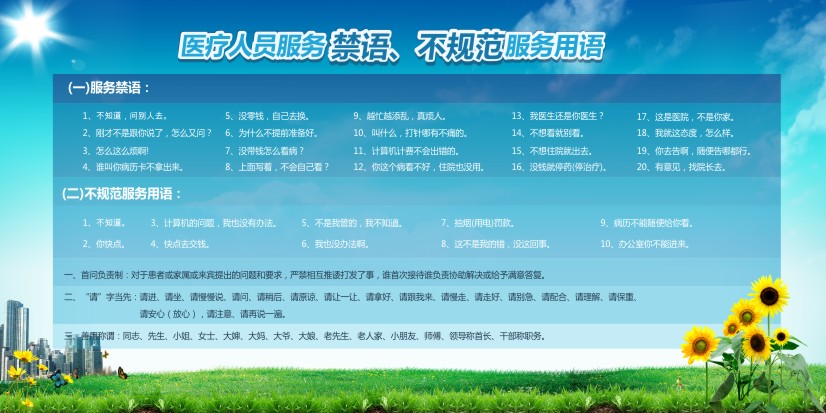 醫(yī)院文明用語 醫(yī)院文明服務(wù)用語 文明服務(wù)制度 醫(yī)療人員禁語、不規(guī)范服務(wù)用語